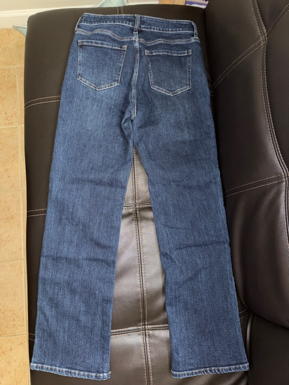 NWT Quince Stretch High Rise Straight Jeans Dark Wash Size 28 - Picture 8 of 8